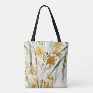 Elegante Gouden Gele Lelies Bloemige Waterverf Draagtas