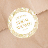 Elegante Gouden Geometrische Art Deco Bruiloftssho Ronde Sticker