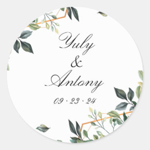 Elegante Gouden Geometrische Groene Ronde Sticker