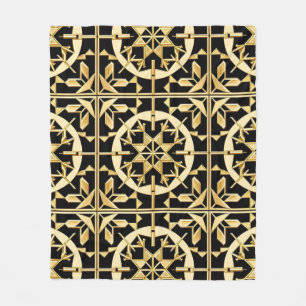 Elegante Gouden Geometrische Patroon Kunst Fleece Deken