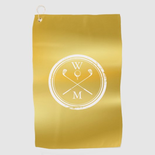 Elegante gouden gepersonaliseerde monogram initiaa golfhanddoek (Voorkant)