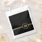 Elegante gouden gepersonaliseerde monogram op zwar bedankzakje (Geknipt)