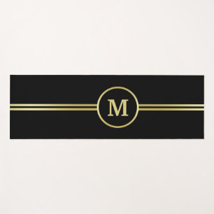 Elegante gouden gepersonaliseerde monogram op zwar yogamat