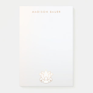 Elegante gouden gevoerde witte lotusbloem post-it® notes