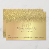 Elegante gouden glinster bokeh RSVP kaart (Voorkant / Achterkant)
