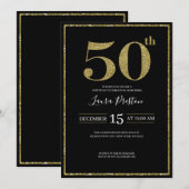 Elegante Gouden Glitter 50ste Verjaardag Kaart (Voorkant / Achterkant)