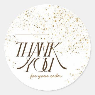 Elegante Gouden Glitter Bedankt Voor Uw Bestelling Ronde Sticker