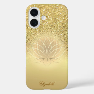 Elegante Gouden Glitter Bokeh Lotus iPhone 16 Hoesje