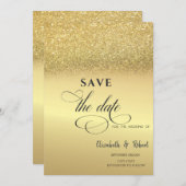 Elegante gouden glitter Bokeh Trouw Save The Date (Voorkant / Achterkant)