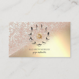 Elegante Gouden Glitter Bokeh Yoga Meisje Silhouet Visitekaartje