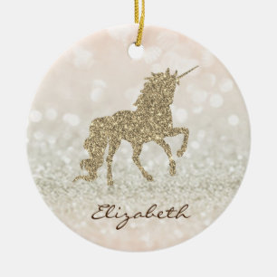 Elegante Gouden Glitter Eenhoorn Bokeh Keramisch Ornament