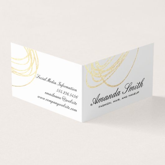 Elegante Gouden Glitter Expressieve Visitekaartjes (Buitenkant)