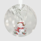 Elegante Gouden Glitter Hart Sneeuwman Ornament (achterkant)