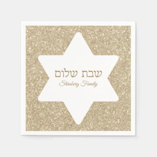 Elegante gouden glitter Joodse Shabbat Shalom Servet