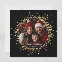 Elegante Gouden Glitter Kerstboom Familiefoto