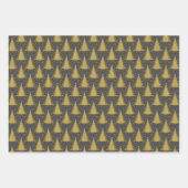 Elegante gouden glitter kerstboom patroon inpakpapier vel (Voorkant 2)
