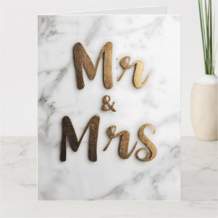 Elegante Gouden Glitter "Meneer & Mevrouw" op een Kaart