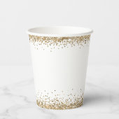 Elegante Gouden Glitter Namen Datum Trouwfeest Papieren Bekers (Achterkant)