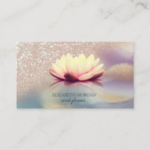 Elegante Gouden Glitter Ombre Lotus Holografisch Visitekaartje