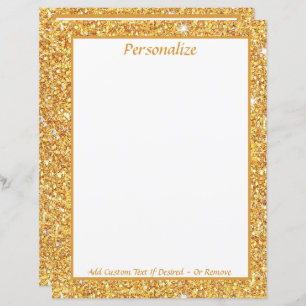 Elegante gouden glitter personaliseer briefpapier