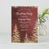 Elegante gouden glitter rode corporate kerstfeest kaart (Staand voorkant)