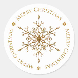 Elegante Gouden Glitter Sneeuwvlok Vrolijk Kerstfe Ronde Sticker