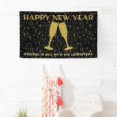 Elegante Gouden Glitter Sparkle New Years Eve Part Spandoek (Insitu)