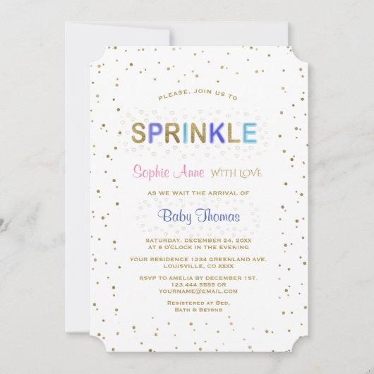 Elegante gouden glitter SPRINKLE jongens baby show Kaart (Voorkant)