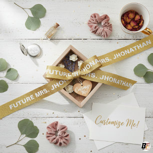 Elegante Gouden Glitter Toekomstige Mevrouw Aangep Lint