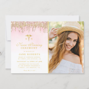 Elegante gouden glitter verpleegkundige pinning ce kaart