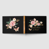 Elegante Gouden Glitter Waterverf Floral n Butterf Gastenboek (Volledig)