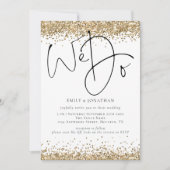 Elegante Gouden Glitter We Do QR Bruiloft Kaart (Voorkant)