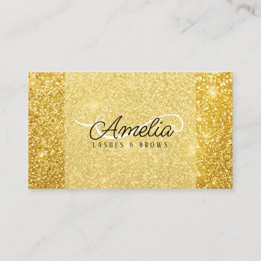 Elegante gouden glitter wenkbrauwen make-up arties visitekaartje (Achterkant)