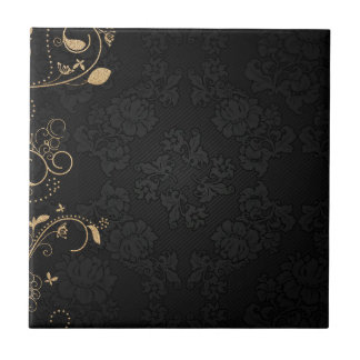 Elegante Gouden Glitter Wijnranken Accent Wandtege Tegeltje