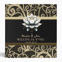 Elegante Gouden Glitterkrullen Witte Lotus Bruilof