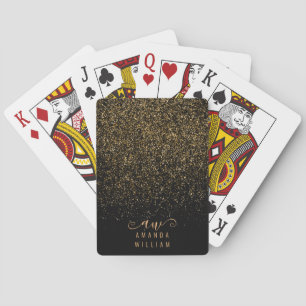 Elegante gouden glitters glamour monogram naam pokerkaarten