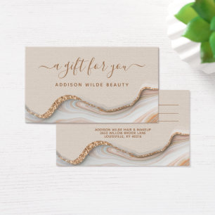 Elegante gouden glitters marmer agaat salon cadeau visitekaartje