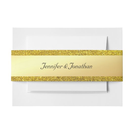 Elegante gouden glitterscript tekst glamour uitnodigingen wikkel (Voorkant Voorbeeld)