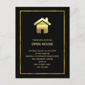 Elegante gouden gradiënt huis symbool Open huis Uitnodiging Briefkaart (Voorkant)