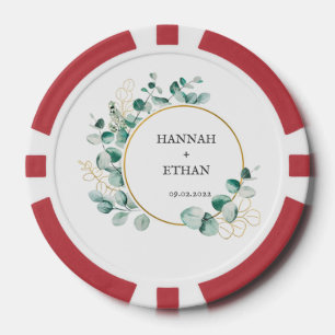 Elegante Gouden Groene Eucalyptus Gepersonaliseerd Poker Chips