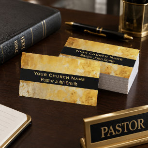 Elegante Gouden Grunge Kerk Pastor QR Code Visitekaartje