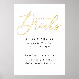 Elegante gouden handtekening Drinken Teken van d Folie Afdrukken