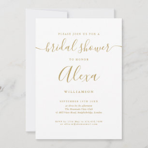 Elegante gouden handtekening script bruidsfeest kaart