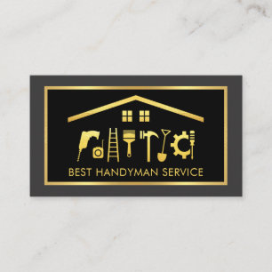Elegante Gouden Handyman Tools Frame Visitekaartje