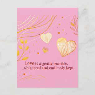 Elegante Gouden Hart Liefdeskunst Briefkaart