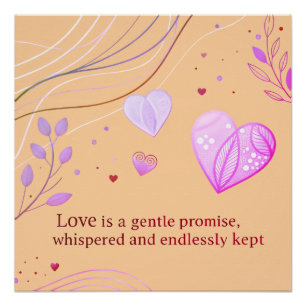 Elegante Gouden Hart Liefdeskunst Perfect Poster