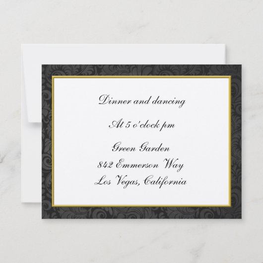 Elegante gouden hart monogram ontvangstkaart kaart (Achterkant)