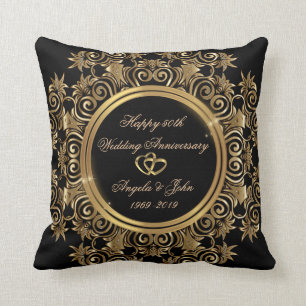 Elegante Gouden Harten 50-jarig Huwelijksjubileum Kussen