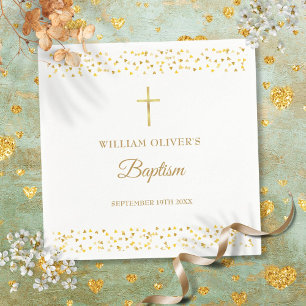 Elegante Gouden Hartjes Doop Christening Servet