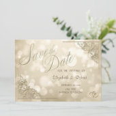Elegante Gouden Hartjes Frame Bokeh Bewaar de Datu Save The Date (Staand voorkant)